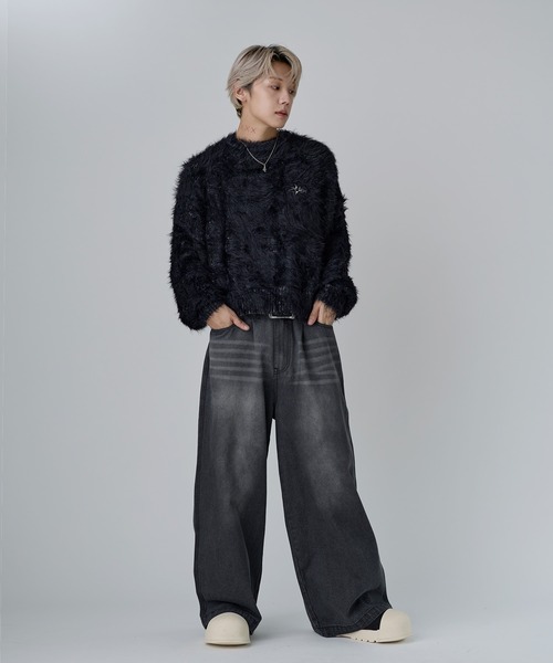 MSG（エムエスジー）の「ワンポイントフェザーショートニット【UNISEX】（ニット/セーター・メンズ・チャコール/ブラック/ブラウン/グレー/ベージュ/マスタード・XL/L/M/S）」の13枚目の写真