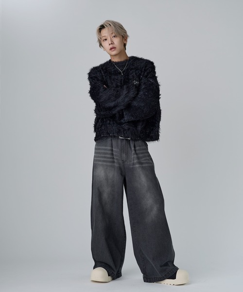 MSG（エムエスジー）の「ワンポイントフェザーショートニット【UNISEX】（ニット/セーター・メンズ・チャコール/ブラック/ブラウン/グレー/ベージュ/マスタード・XL/L/M/S）」の14枚目の写真