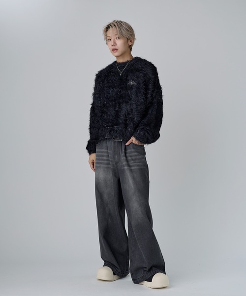 MSG（エムエスジー）の「ワンポイントフェザーショートニット【UNISEX】（ニット/セーター・メンズ・チャコール/ブラック/ブラウン/グレー/ベージュ/マスタード・XL/L/M/S）」の12枚目の写真