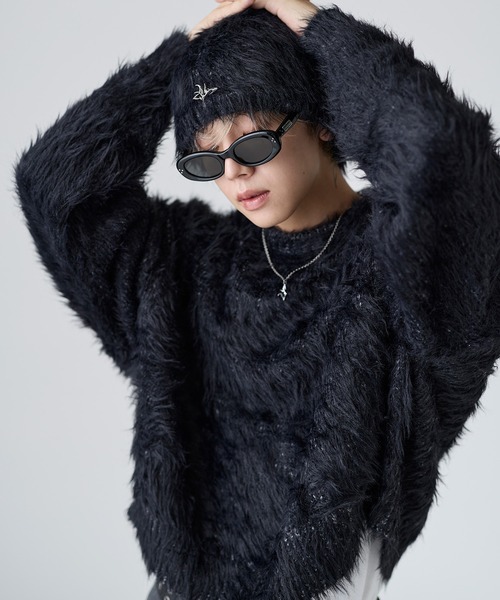 MSG（エムエスジー）の「ワンポイントフェザーショートニット【UNISEX】（ニット/セーター・メンズ・チャコール/ブラック/ブラウン/グレー/ベージュ/マスタード・XL/L/M/S）」の9枚目の写真