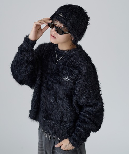 MSG（エムエスジー）の「ワンポイントフェザーショートニット【UNISEX】（ニット/セーター・メンズ・チャコール/ブラック/ブラウン/グレー/ベージュ/マスタード・XL/L/M/S）」の10枚目の写真