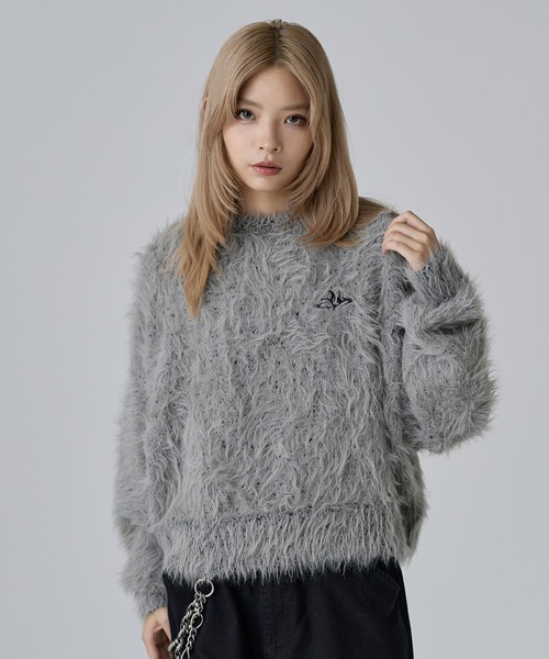 MSG（エムエスジー）の「ワンポイントフェザーショートニット【UNISEX】（ニット/セーター・メンズ・チャコール/ブラック/ブラウン/グレー/ベージュ/マスタード・XL/L/M/S）」の16枚目の写真