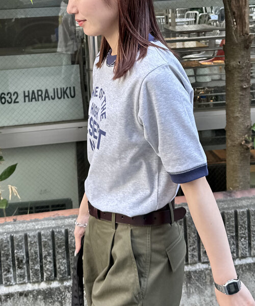 DISCOAT(ディスコート)の「【ユニセックス】アソートロゴプリントリンガーTシャツ(Tシャツ/カットソー・レディース・チャコールグレー/ライトグレー/ベージュ・SMALL/MEDIUM)」の7枚目の写真