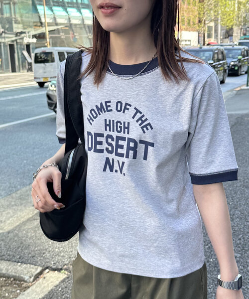 DISCOAT(ディスコート)の「【ユニセックス】アソートロゴプリントリンガーTシャツ(Tシャツ/カットソー・レディース・チャコールグレー/ライトグレー/ベージュ・SMALL/MEDIUM)」の12枚目の写真