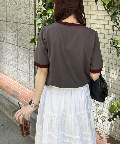 DISCOAT(ディスコート)の「【ユニセックス】アソートロゴプリントリンガーTシャツ(Tシャツ/カットソー・レディース・チャコールグレー/ライトグレー/ベージュ・SMALL/MEDIUM)」の20枚目の写真