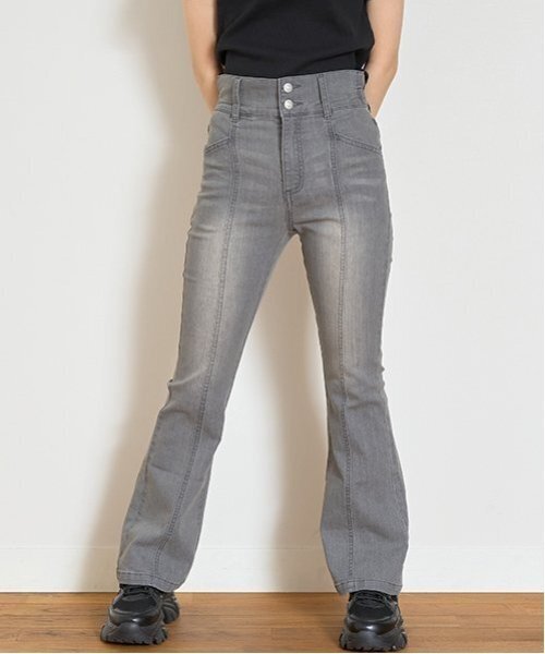 セール】【接触冷感/ひんやり】スタイルアップフレアデニム（デニム