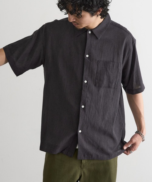 MAGASIN DE MODE Brew(マガジンデモードブリュー)の「【MAGASIN DE MODE Brew】強撚シャンブレー半袖シャツ MNY(シャツ/ブラウス・メンズ・グレー/アイボリー/カーキ/ネイビー・M/L/2L)」の1枚目の写真