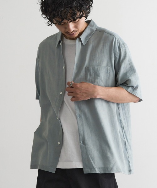 MAGASIN DE MODE Brew(マガジンデモードブリュー)の「【MAGASIN DE MODE Brew】強撚シャンブレー半袖シャツ MNY(シャツ/ブラウス・メンズ・グレー/アイボリー/カーキ/ネイビー・M/L/2L)」の3枚目の写真