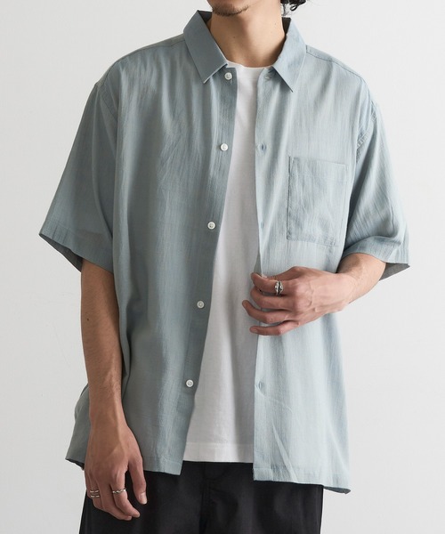 MAGASIN DE MODE Brew(マガジンデモードブリュー)の「【MAGASIN DE MODE Brew】強撚シャンブレー半袖シャツ MNY(シャツ/ブラウス・メンズ・グレー/アイボリー/カーキ/ネイビー・M/L/2L)」の11枚目の写真