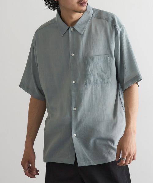 MAGASIN DE MODE Brew(マガジンデモードブリュー)の「【MAGASIN DE MODE Brew】強撚シャンブレー半袖シャツ MNY(シャツ/ブラウス・メンズ・グレー/アイボリー/カーキ/ネイビー・M/L/2L)」の12枚目の写真