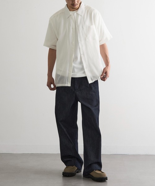 MAGASIN DE MODE Brew(マガジンデモードブリュー)の「【MAGASIN DE MODE Brew】強撚シャンブレー半袖シャツ MNY(シャツ/ブラウス・メンズ・グレー/アイボリー/カーキ/ネイビー・M/L/2L)」の9枚目の写真