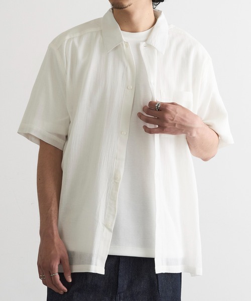 MAGASIN DE MODE Brew(マガジンデモードブリュー)の「【MAGASIN DE MODE Brew】強撚シャンブレー半袖シャツ MNY(シャツ/ブラウス・メンズ・グレー/アイボリー/カーキ/ネイビー・M/L/2L)」の5枚目の写真