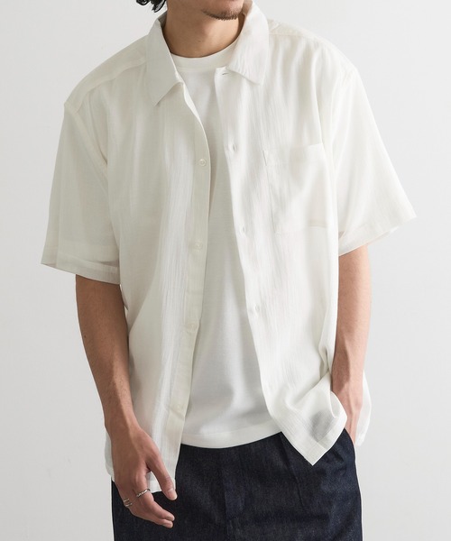 MAGASIN DE MODE Brew(マガジンデモードブリュー)の「【MAGASIN DE MODE Brew】強撚シャンブレー半袖シャツ MNY(シャツ/ブラウス・メンズ・グレー/アイボリー/カーキ/ネイビー・M/L/2L)」の6枚目の写真