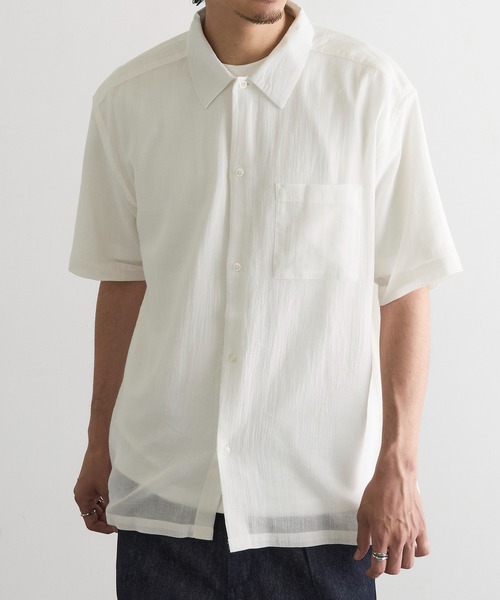 MAGASIN DE MODE Brew(マガジンデモードブリュー)の「【MAGASIN DE MODE Brew】強撚シャンブレー半袖シャツ MNY(シャツ/ブラウス・メンズ・グレー/アイボリー/カーキ/ネイビー・M/L/2L)」の7枚目の写真