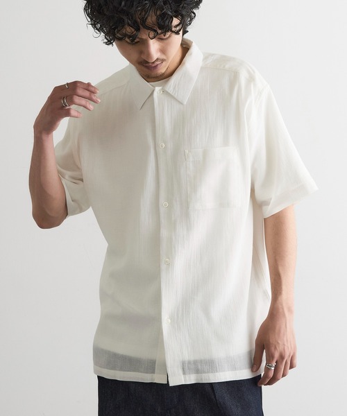 MAGASIN DE MODE Brew(マガジンデモードブリュー)の「【MAGASIN DE MODE Brew】強撚シャンブレー半袖シャツ MNY(シャツ/ブラウス・メンズ・グレー/アイボリー/カーキ/ネイビー・M/L/2L)」の8枚目の写真