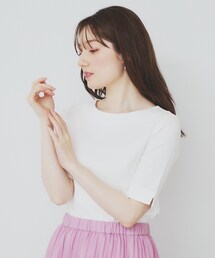 index | 《7色展開/XS-LLサイズ》ボートネックリブトップス【UV/洗濯機洗い可】(Tシャツ/カットソー)