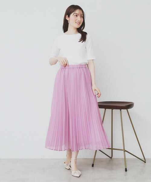 index(インデックス)の「《7色展開/XS-LLサイズ》ボートネックリブトップス【UV/洗濯機洗い可】(Tシャツ/カットソー・レディース・オフホワイト/チャコールグレー/ナチュラル/ピンク系/ネイビー/ボルドー/ブラウン系その他・34/36/38/40/42)」の10枚目の写真