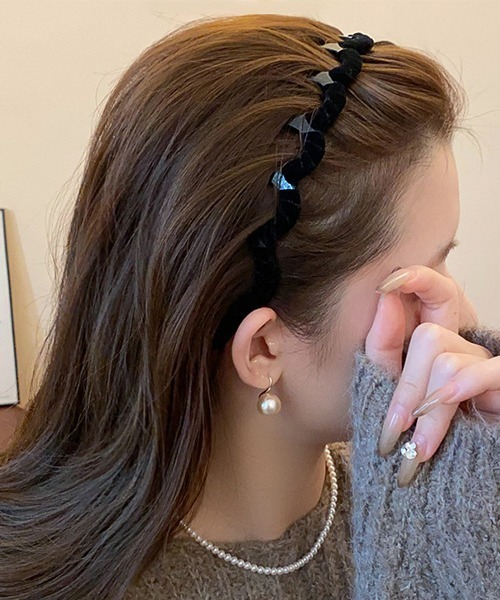 ベロア調 うねうね ヘアバンド カチューシャ cula1159