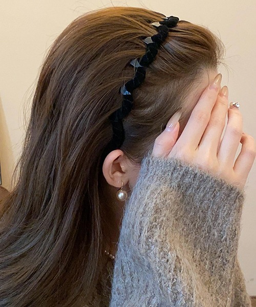 ベロア調 うねうね ヘアバンド カチューシャ cula1159
