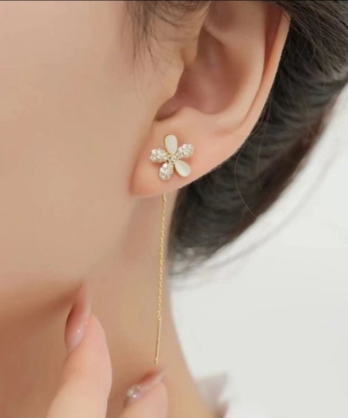 セール】YU-KA:フラワーハングピアス flower hang pierce