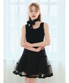 EDIT.FOR LULU チュールラッフルロングドレス セール】チュール ラッフルロングドレス（ワンピース）｜EDIT