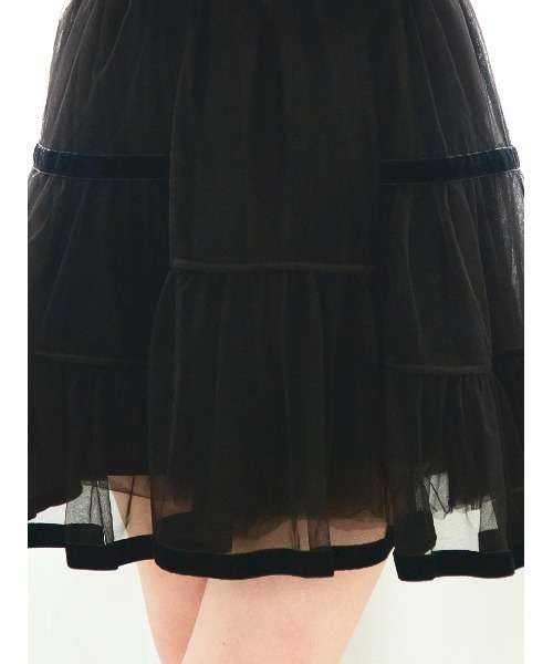 Stylevoice for xxx(スタイルヴォイスフォー)の「<木村りかこさんコラボ>リボン付きベロアチュールドッキングミニワンピース(ワンピース・レディース・ブラック・FREE)」の15枚目の写真