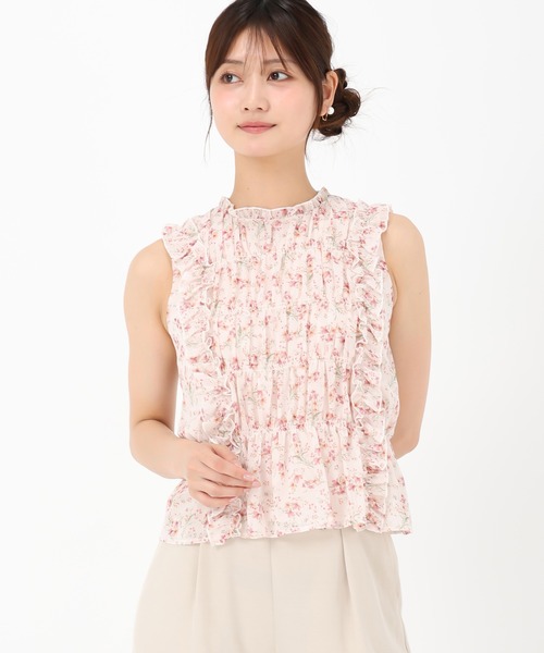MISCH MASCH(ミッシュマッシュ)の「小花柄シャーリングノースリブラウス(シャツ/ブラウス・レディース・ブラック/ピンク/ホワイト・フリ-)」の17枚目の写真