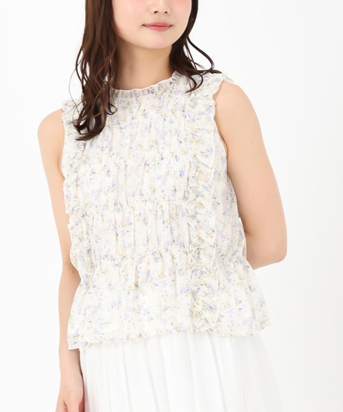 MISCH MASCH(ミッシュマッシュ)の「小花柄シャーリングノースリブラウス(シャツ/ブラウス・レディース・ブラック/ピンク/ホワイト・フリ-)」の20枚目の写真