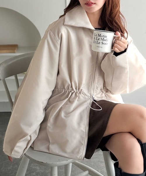 セール】春まで活躍！衿リブ ハイネック ダブルジップ バルーン 軽量