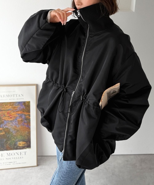 classicalelf（クラシカルエルフ）の「春まで活躍！衿リブ ハイネック ダブルジップ バルーン 軽量中綿コート(オーバーサイズ)（ダウンジャケット/コート・レディース・ブラック/アイボリー・LARGE/MEDIUM/SMALL/X-LARGE）」の11枚目の写真