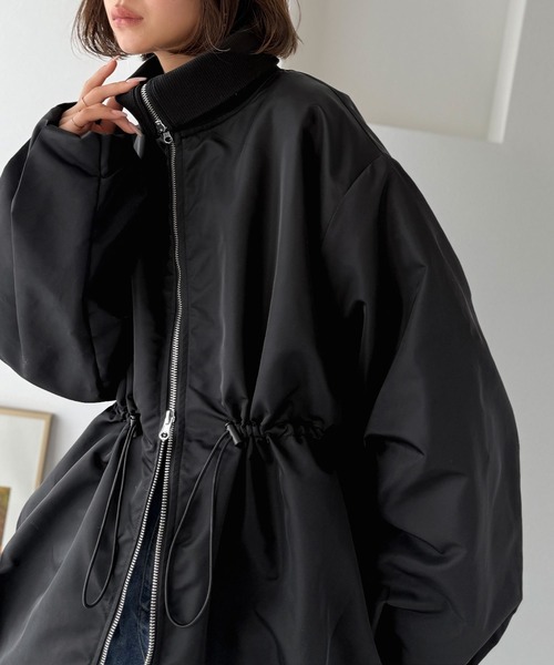 classicalelf（クラシカルエルフ）の「春まで活躍！衿リブ ハイネック ダブルジップ バルーン 軽量中綿コート(オーバーサイズ)（ダウンジャケット/コート・レディース・ブラック/アイボリー・LARGE/MEDIUM/SMALL/X-LARGE）」の18枚目の写真