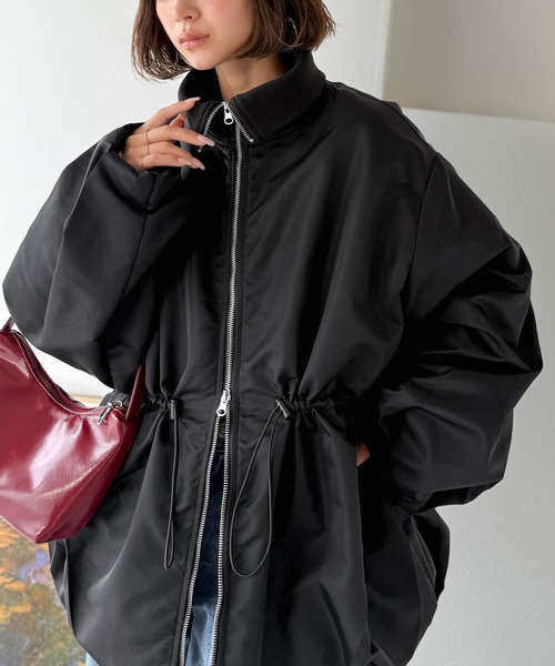 classicalelf（クラシカルエルフ）の「春まで活躍！衿リブ ハイネック ダブルジップ バルーン 軽量中綿コート(オーバーサイズ)（ダウンジャケット/コート・レディース・ブラック/アイボリー・LARGE/MEDIUM/SMALL/X-LARGE）」の19枚目の写真