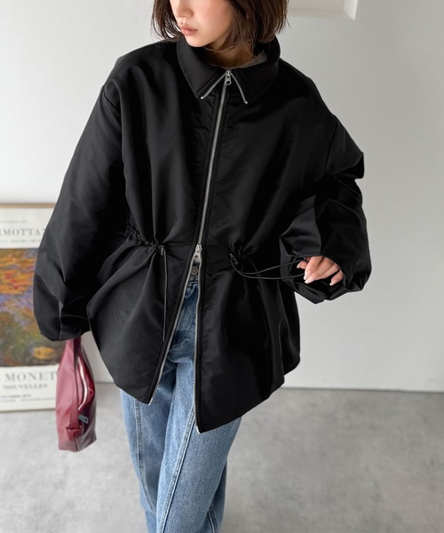 classicalelf（クラシカルエルフ）の「春まで活躍！衿リブ ハイネック ダブルジップ バルーン 軽量中綿コート(オーバーサイズ)（ダウンジャケット/コート・レディース・ブラック/アイボリー・LARGE/MEDIUM/SMALL/X-LARGE）」の14枚目の写真