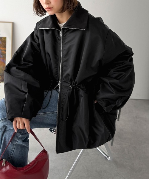 classicalelf（クラシカルエルフ）の「春まで活躍！衿リブ ハイネック ダブルジップ バルーン 軽量中綿コート(オーバーサイズ)（ダウンジャケット/コート・レディース・ブラック/アイボリー・LARGE/MEDIUM/SMALL/X-LARGE）」の16枚目の写真