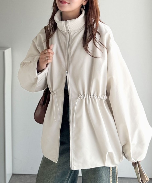 classicalelf（クラシカルエルフ）の「春まで活躍！衿リブ ハイネック ダブルジップ バルーン 軽量中綿コート(オーバーサイズ)（ダウンジャケット/コート・レディース・ブラック/アイボリー・LARGE/MEDIUM/SMALL/X-LARGE）」の5枚目の写真