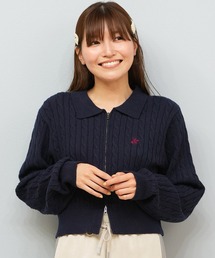 BEVERY HILLS P.C/ビバリーヒルズポロクラブ カーディガン ケーブル編み セーター ワンポイントロゴ 5487-6753