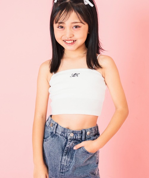 ANAP kids（アナップキッズ）の「刺繍 パッド入り キャミソール【ジュニアお揃い】（キャミソール・キッズ・ホワイト/グレー/ブラック・130cm/120cm/110cm）」の4枚目の写真