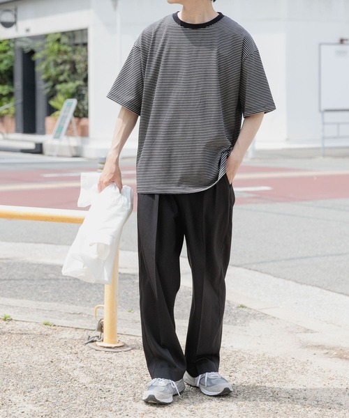 ITEMS URBANRESEARCH（アイテムズ アーバンリサーチ）の「ミジンボーダー天竺半袖T-Shirts（Tシャツ/カットソー・メンズ・ホワイト/ブラック・MEDIUM/LARGE）」の6枚目の写真