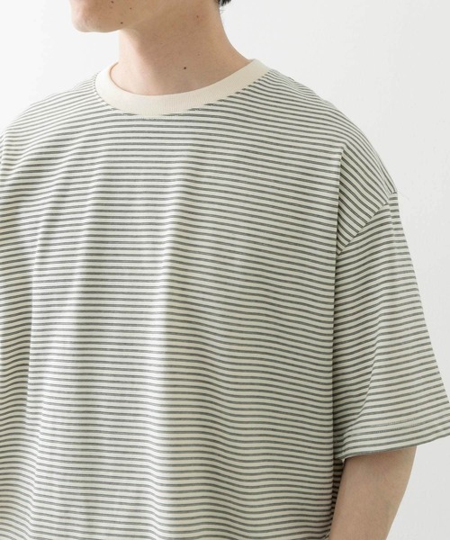 ITEMS URBANRESEARCH（アイテムズ アーバンリサーチ）の「ミジンボーダー天竺半袖T-Shirts（Tシャツ/カットソー・メンズ・ホワイト/ブラック・MEDIUM/LARGE）」の9枚目の写真