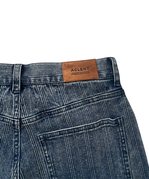 新品ACLENT ストライプデニムフレアパンツ　Sサイズ H/Wストライプフレアデニムパンツ（デニムパンツ）｜ACLENT