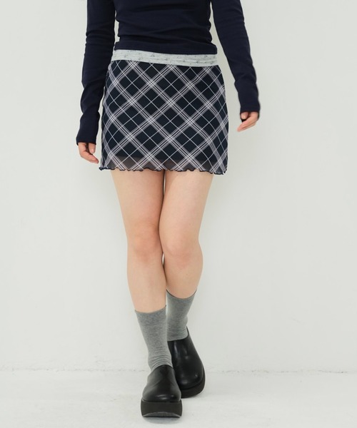 サマータイムセール‼️7/12SNIDEL ロビングチェックミニスカート オンライン限定商品】 ロービングチェックミニスカート(ミニ