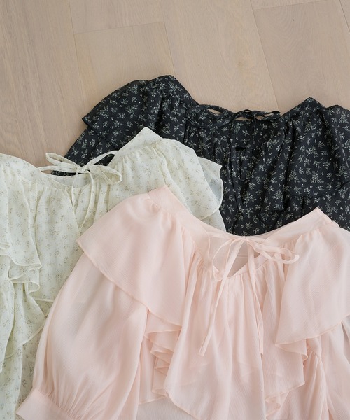 Ambre Neige（アンブルネージュ）の「2way Sheer frill ruffle blouse / 2wayシアーフリルラッフルブラウス（シャツ/ブラウス・レディース・ブラック/アイボリー/ベビーピンク・FREE）」の16枚目の写真