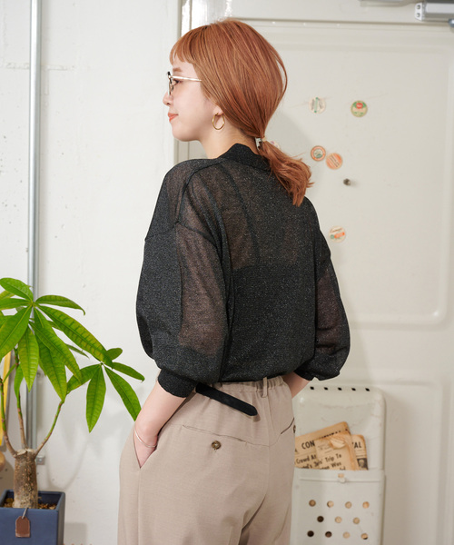B.CSTOCK ZOZO限定】手洗い可 / シアー襟付きカーデ ZOZO限定】手洗い可 / シアー襟付きカーデ（ニット/セーター