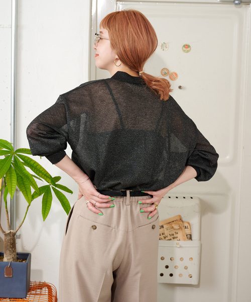 B.C STOCK(ベーセーストック)の「【ZOZO限定】手洗い可 / シアー襟付きカーデ(ニット/セーター・レディース・ブラウン/ピンク/ブラック/サックスブルー・FREE)」の13枚目の写真