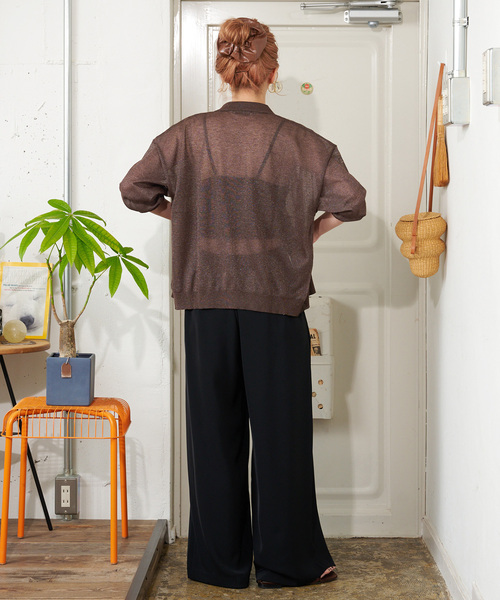 B.C STOCK(ベーセーストック)の「【ZOZO限定】手洗い可 / シアー襟付きカーデ(ニット/セーター・レディース・ブラウン/ピンク/ブラック/サックスブルー・FREE)」の18枚目の写真