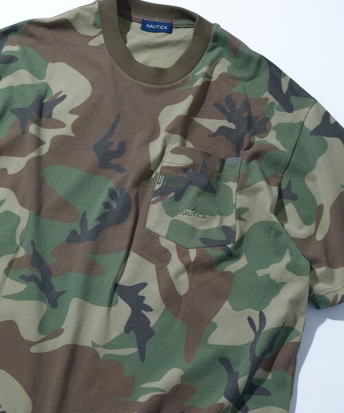 NAUTICA(ノーティカ)の「NAUTICA/ノーティカ ビックシルエット ヒドゥンロゴ カモフラ柄 クルーネック ポケットTシャツ(Tシャツ/カットソー・メンズ・グレー/オリーブ・SMALL/MEDIUM/LARGE)」の4枚目の写真