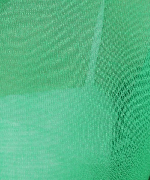 couture brooch（クチュールブローチ）の「【前後2WAY・二の腕カバー】ダブルパール調釦5分袖シアーカーディガントップス（カーディガン/ボレロ・レディース・グリーン/パープル/ブラック/オフホワイト・38/42）」の22枚目の写真