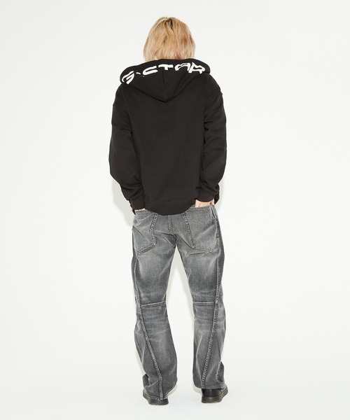 G-STAR（ジースター）の「【一部店舗限定】LOOSE HOODED ZIP SWEAT/オーバーサイズフードロゴジップアップパーカー（パーカー・メンズ・ダークブラック・X-SMALL/X-LARGE/SMALL/MEDIUM/LARGE）」の4枚目の写真