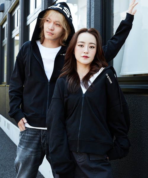 G-STAR（ジースター）の「【一部店舗限定】LOOSE HOODED ZIP SWEAT/オーバーサイズフードロゴジップアップパーカー（パーカー・メンズ・ダークブラック・X-SMALL/X-LARGE/SMALL/MEDIUM/LARGE）」の21枚目の写真