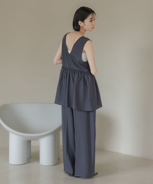 LOWRYS FARM(ローリーズファーム)の「ペプラムオールインワン 571556(サロペット/オーバーオール・レディース・ブラウン/アイボリー/ブラック/チャコールグレー・FREE)」の9枚目の写真